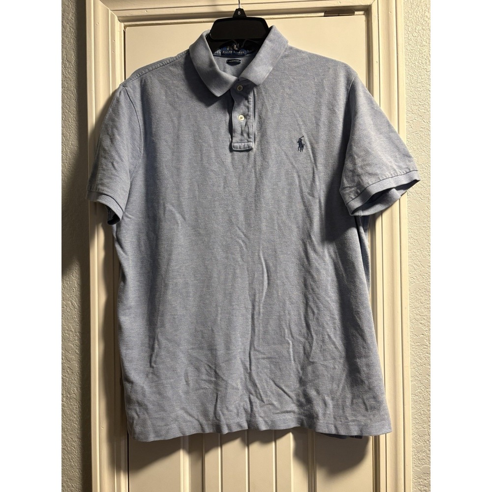 Polo Ralph Lauren Mens‎ Large L Shirt Classic Fit Heather Blue Short Sleeve Pony